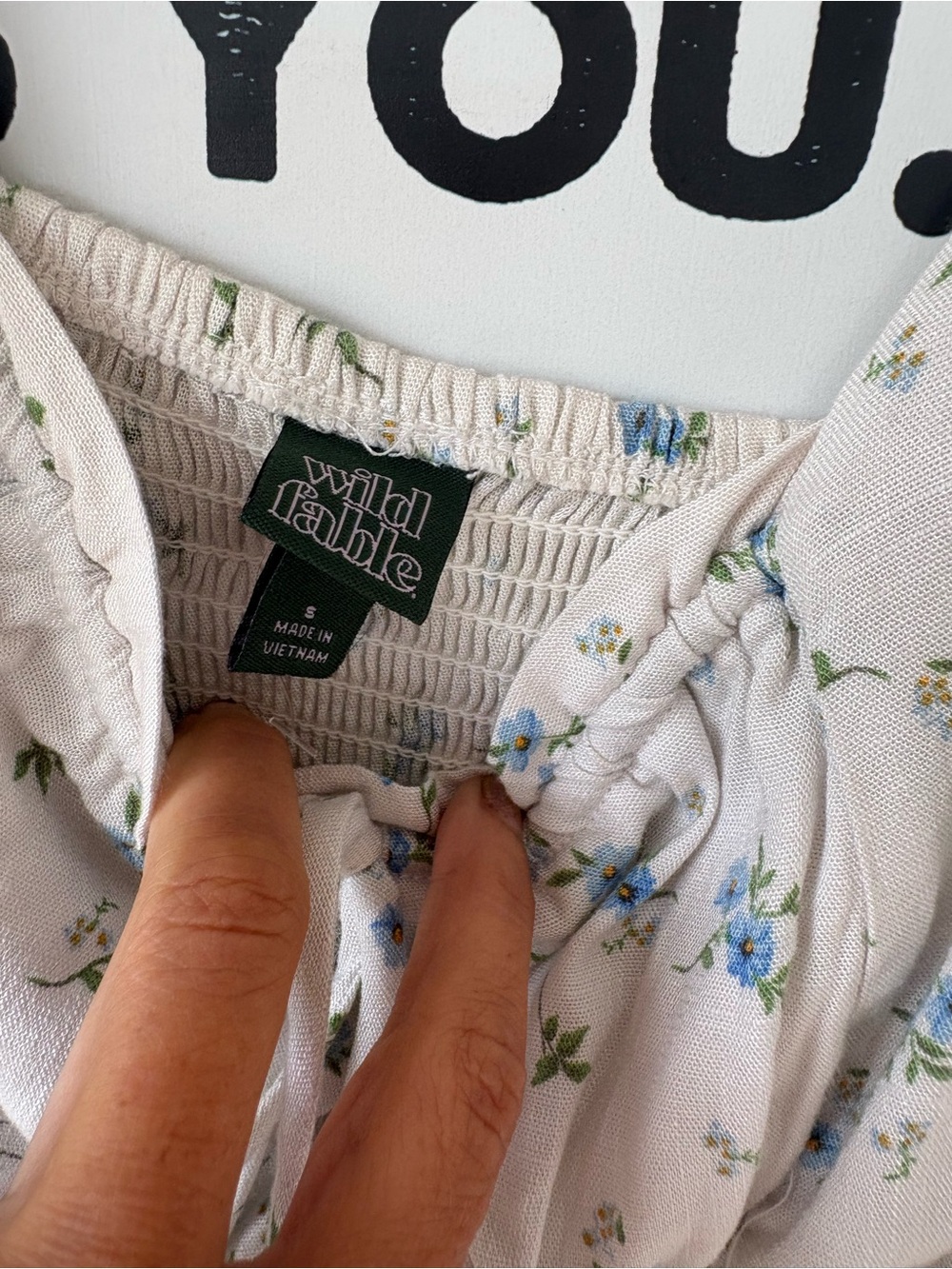 wild fable Cream Floral Mini Dress with Blue Print - Picture 5 of 9